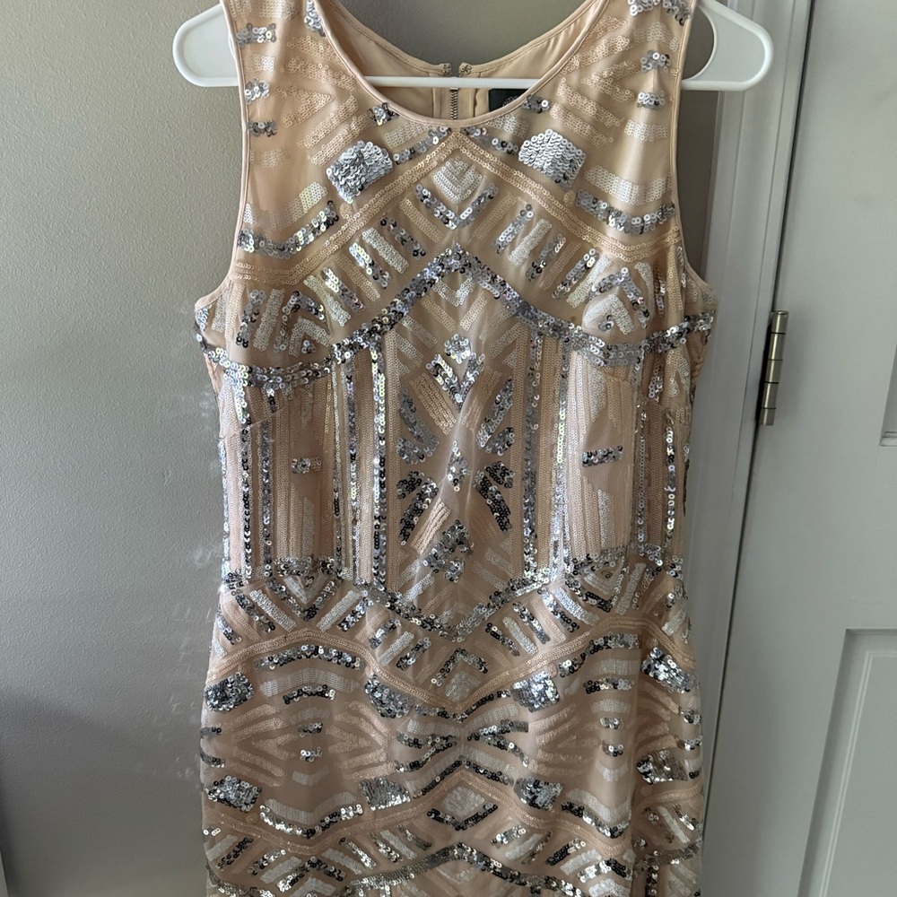 Vince Camuto Cream Sequin Mini Dress
